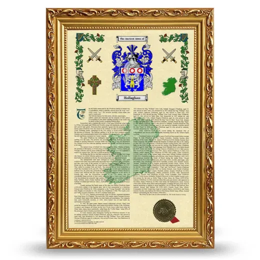 Hollaghan Armorial History Framed - Gold