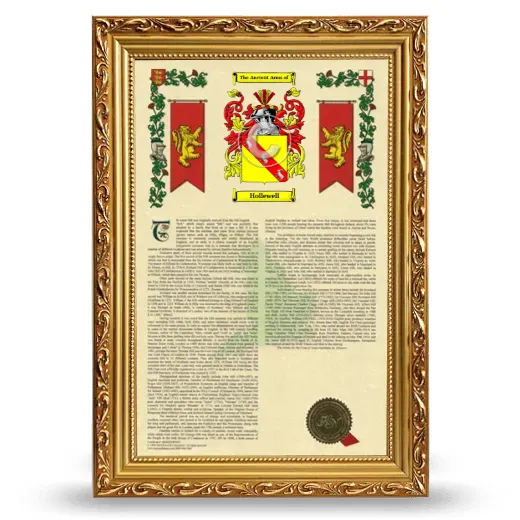 Hollewell Armorial History Framed - Gold