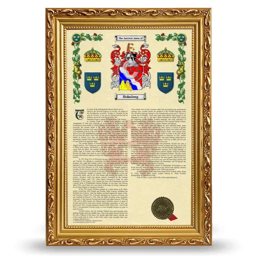 Holmberg Armorial History Framed - Gold