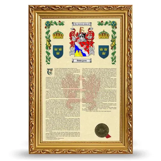 Holmgren Armorial History Framed - Gold