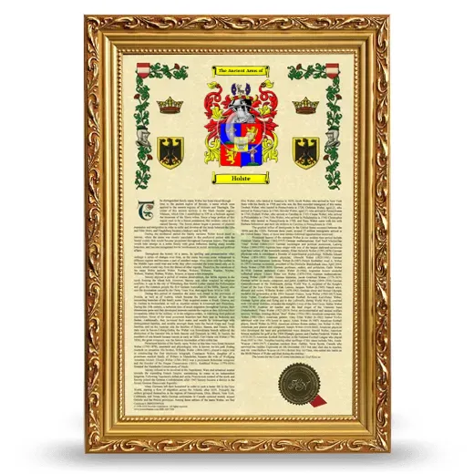 Holste Armorial History Framed - Gold