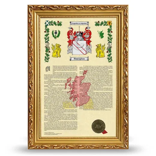Honeyghan Armorial History Framed - Gold