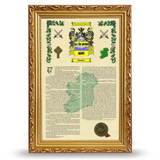 Hooker Armorial History Framed - Gold