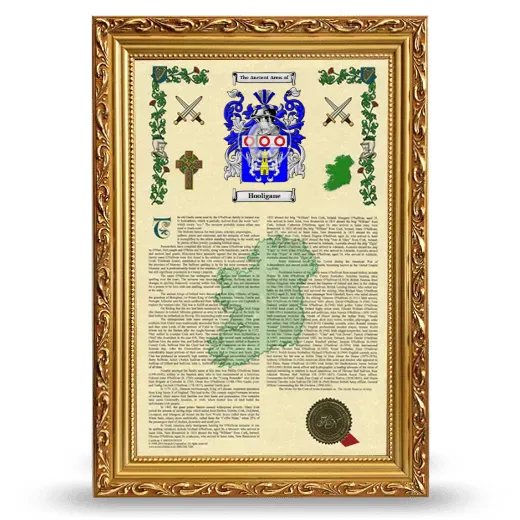 Hooligane Armorial History Framed - Gold