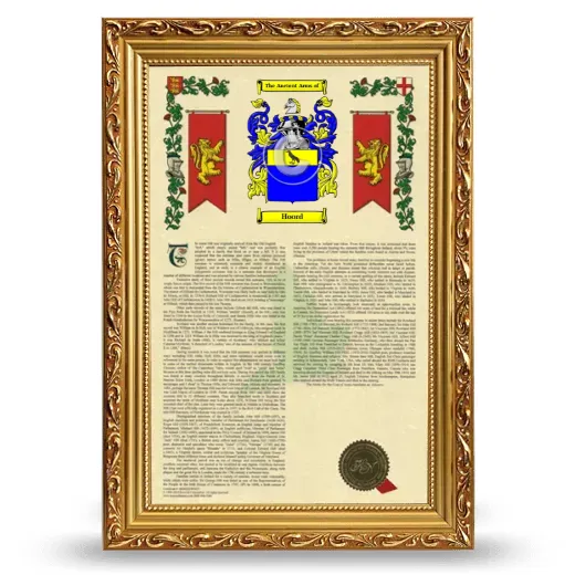 Hoord Armorial History Framed - Gold