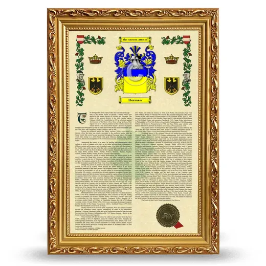 Horman Armorial History Framed - Gold