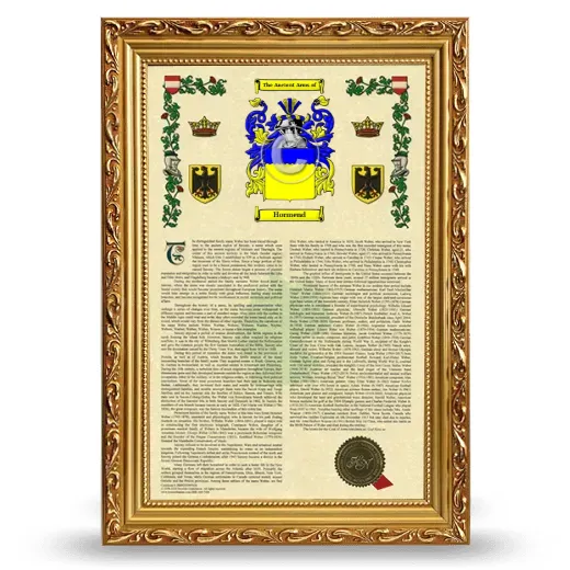 Hormend Armorial History Framed - Gold
