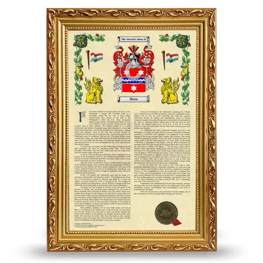 Horn Armorial History Framed - Gold