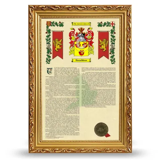 Horneblowe Armorial History Framed - Gold