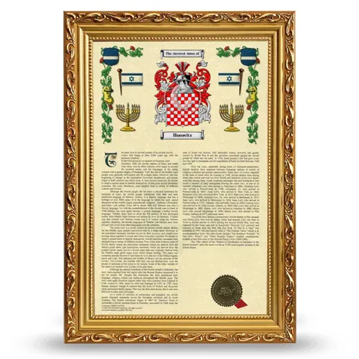 Horovitz Armorial History Framed - Gold