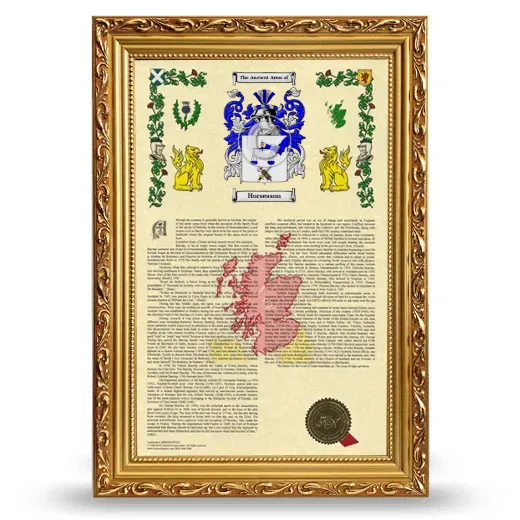 Horseason Armorial History Framed - Gold