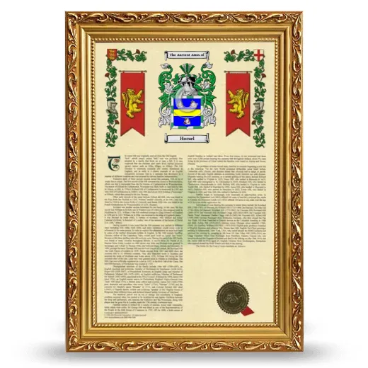 Horsel Armorial History Framed - Gold