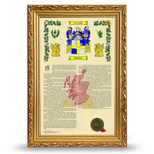Hosburn Armorial History Framed - Gold