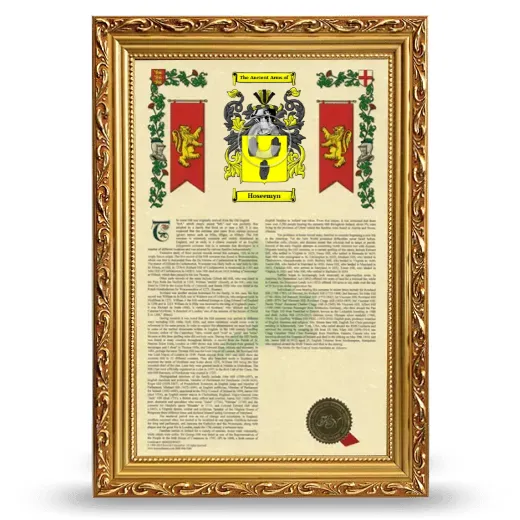 Hoseemyn Armorial History Framed - Gold