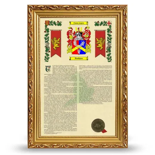 Hoskyns Armorial History Framed - Gold