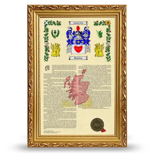 Howston Armorial History Framed - Gold