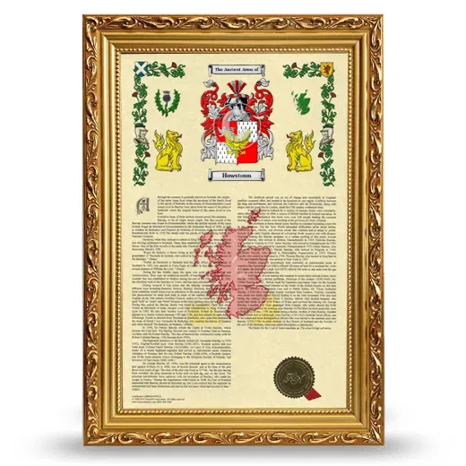 Howstoun Armorial History Framed - Gold