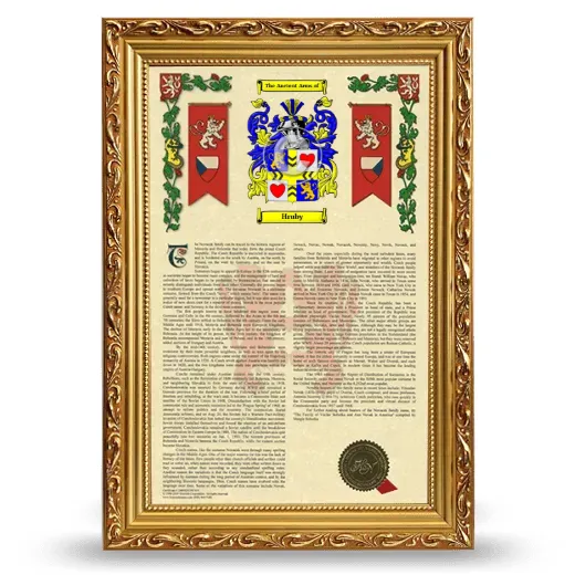 Hruby Armorial History Framed - Gold