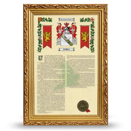 Hubbert Armorial History Framed - Gold