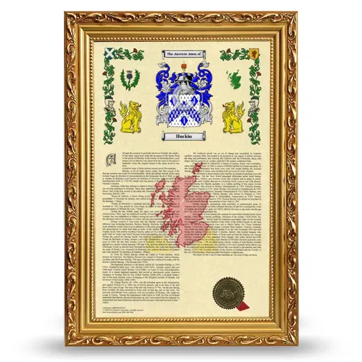 Huckin Armorial History Framed - Gold