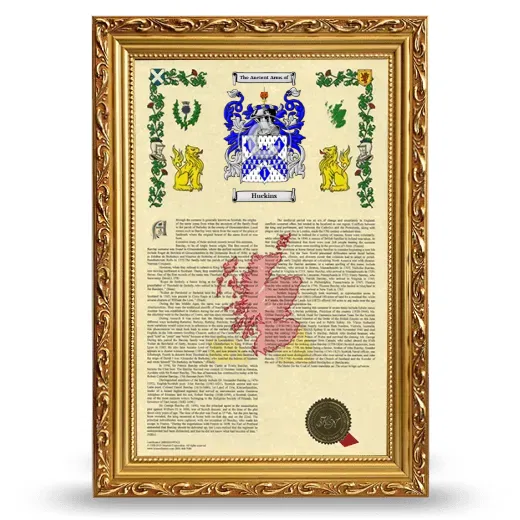 Huckins Armorial History Framed - Gold