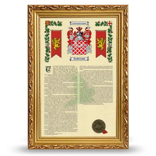 Hudlestomb Armorial History Framed - Gold