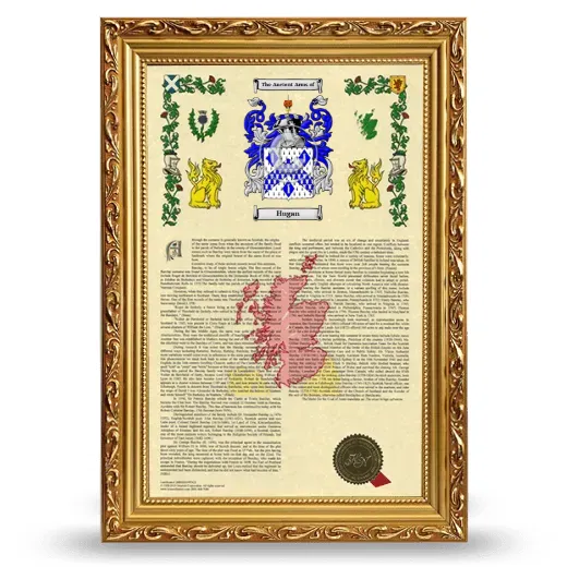 Hugan Armorial History Framed - Gold