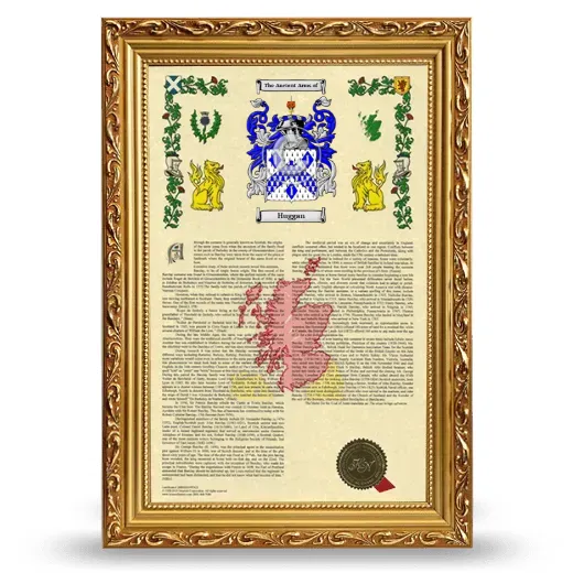 Huggan Armorial History Framed - Gold