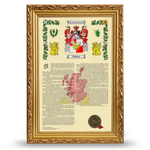 Huiston Armorial History Framed - Gold