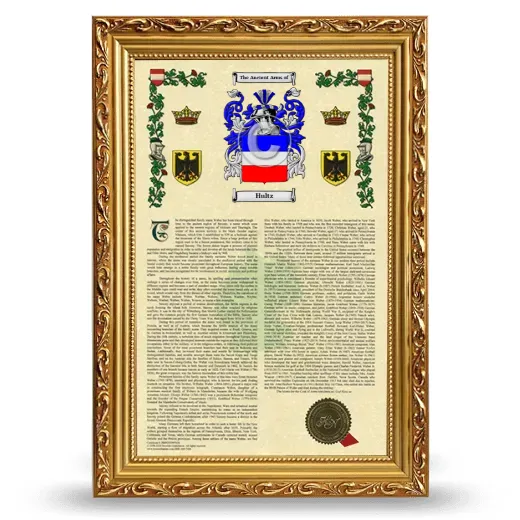 Hultz Armorial History Framed - Gold