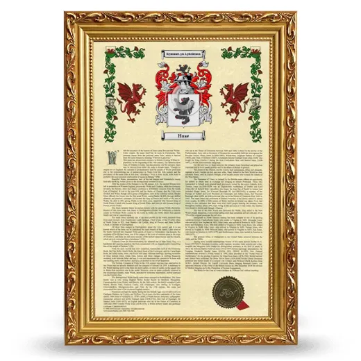 Huse Armorial History Framed - Gold