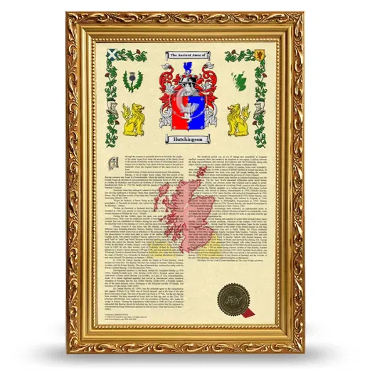 Hutchingson Armorial History Framed - Gold