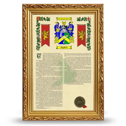 Hygdend Armorial History Framed - Gold