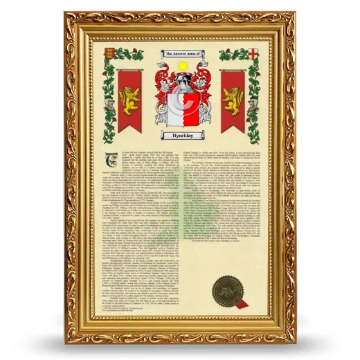 Hynchlay Armorial History Framed - Gold