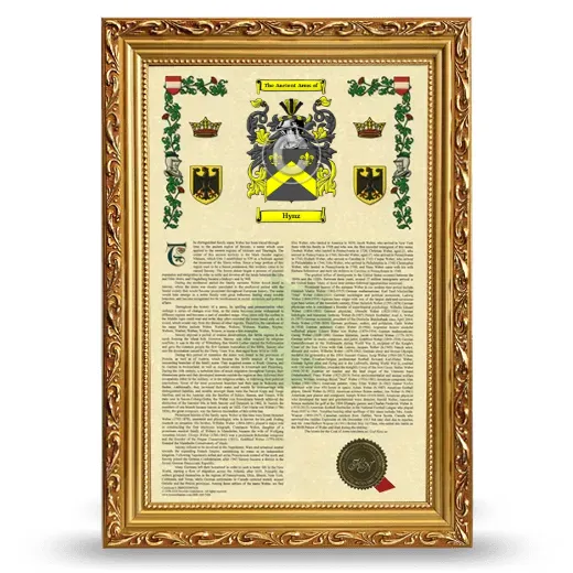 Hynz Armorial History Framed - Gold