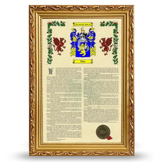 Ifans Armorial History Framed - Gold