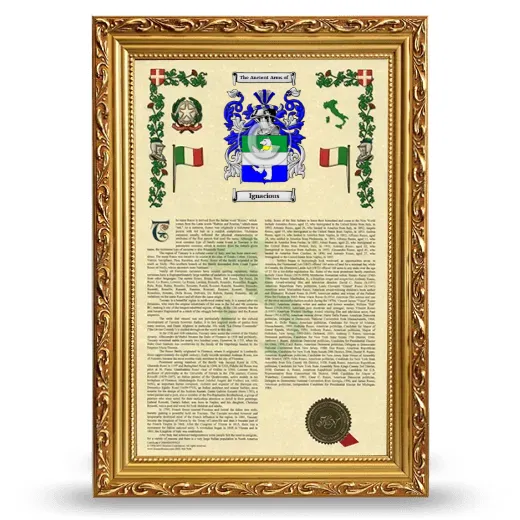 Ignacious Armorial History Framed - Gold