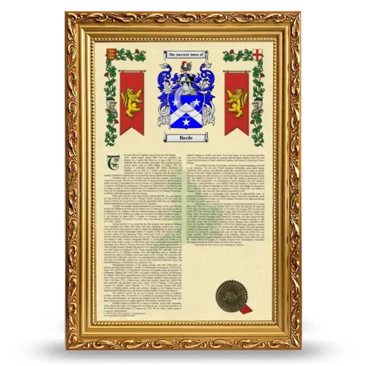 Ilarde Armorial History Framed - Gold