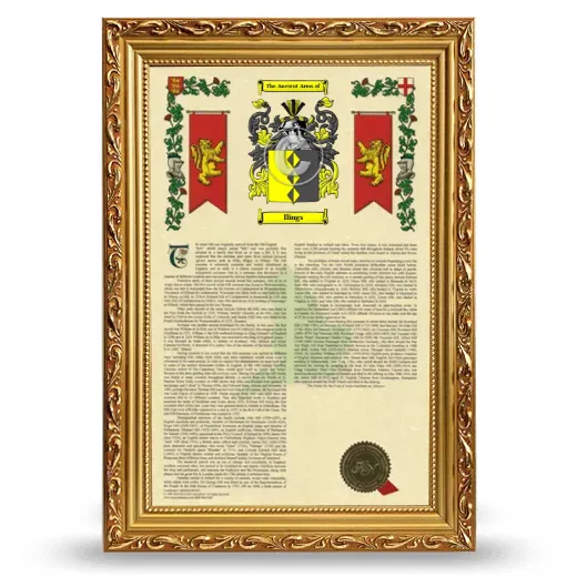 Ilings Armorial History Framed - Gold