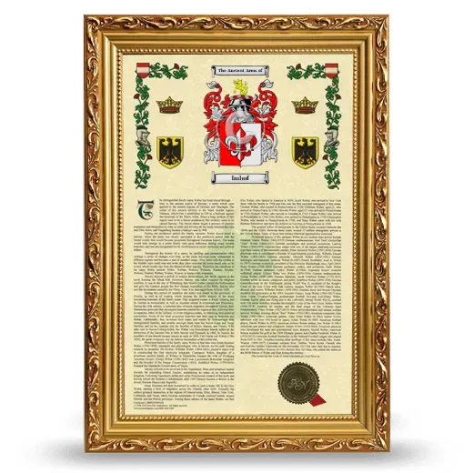 Imhof Armorial History Framed - Gold