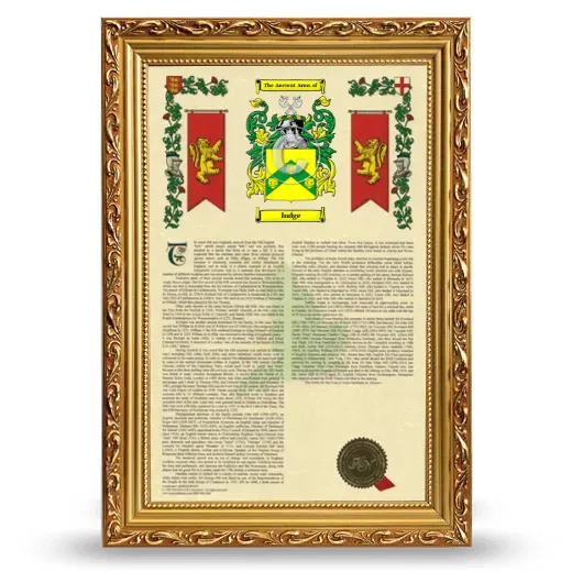 Indge Armorial History Framed - Gold