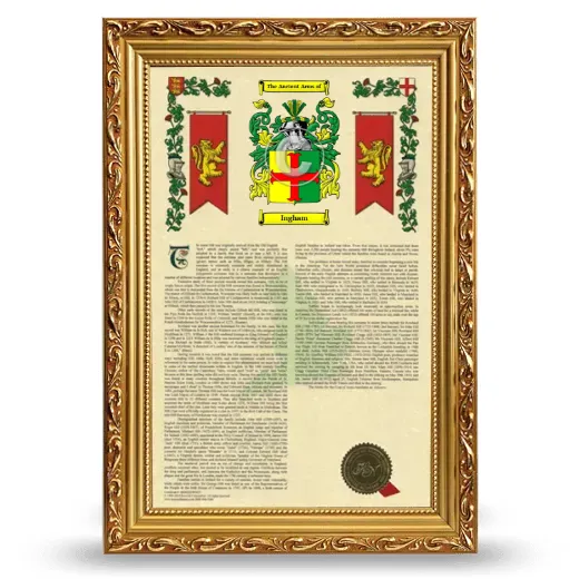 Ingham Armorial History Framed - Gold