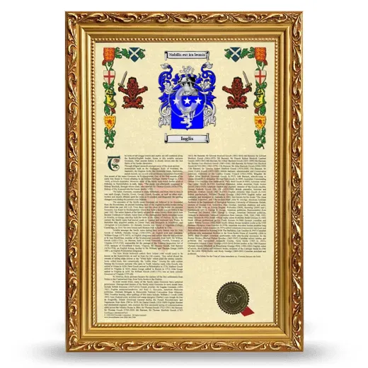 Inglis Armorial History Framed - Gold