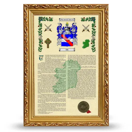 Iris Armorial History Framed - Gold