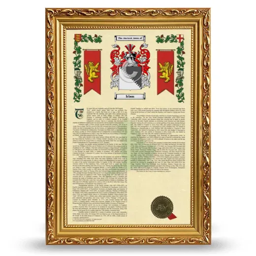 Irlam Armorial History Framed - Gold