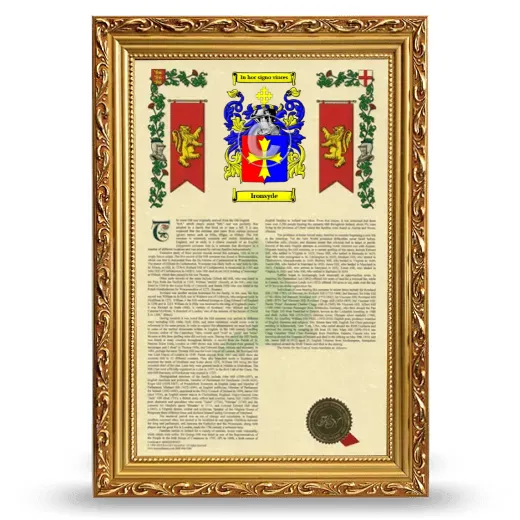 Ironsyde Armorial History Framed - Gold