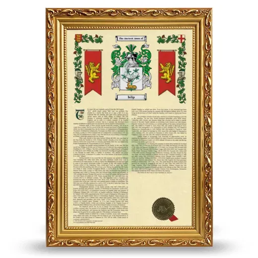 Islip Armorial History Framed - Gold