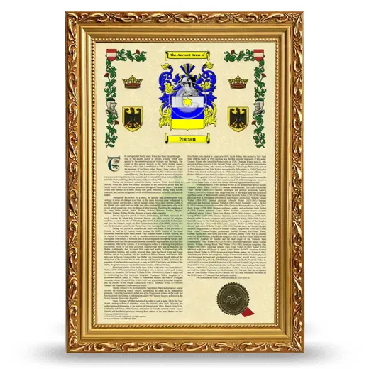 Ivarsen Armorial History Framed - Gold