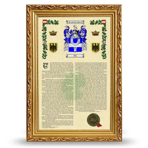 Ivo Armorial History Framed - Gold