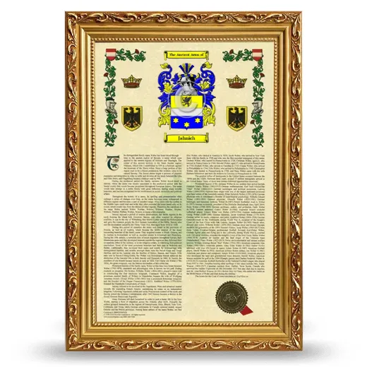 Jahnich Armorial History Framed - Gold